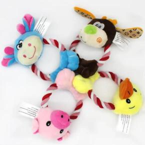 Plush toy with rope for dog