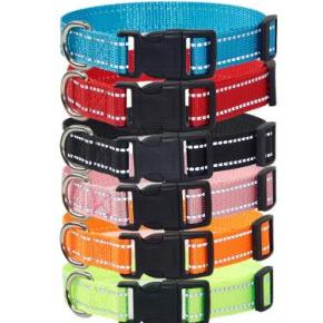 Dog Nylon Adjustable Collar, reflective stripes